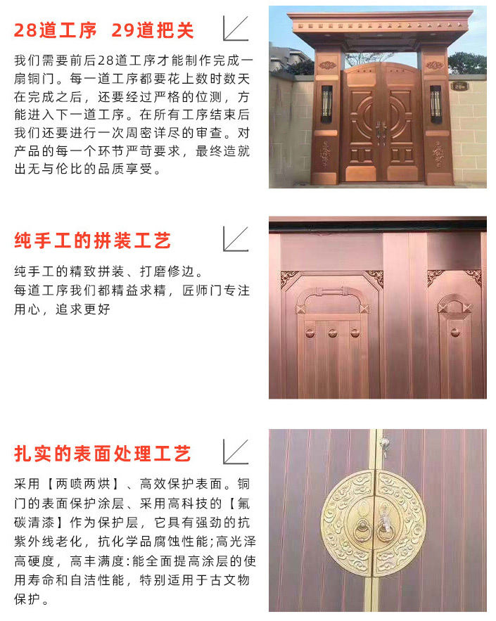 沈陽銅門為純手工打造 做工精細 外觀大氣 沈陽銅門為純手工打造 做工精細 外觀大氣